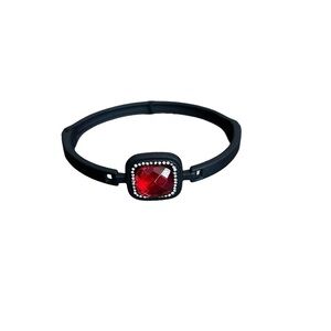 Matte Black & Faux Ruby Red Acrylic Gem Clasp Bracelet from Stephan & Co.